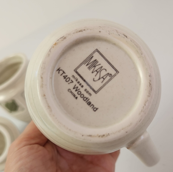 Mikasa KT407 Woodland China Stoneware Cream Jug Sugar Jar Leaves Creamer Lid - Picture 9 of 10